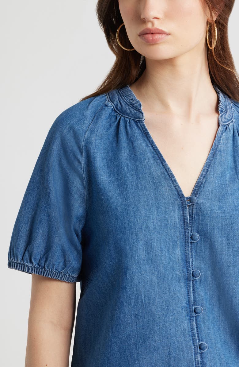 Treasure & Bond V-Neck Chambray Top, Alternate, color, Medium Wash