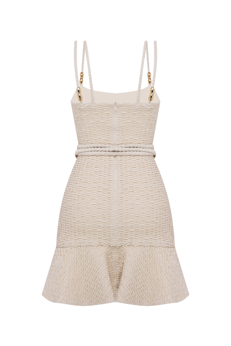 Golden Knit Mini Dress, Alternate, color, OFF WHITE
