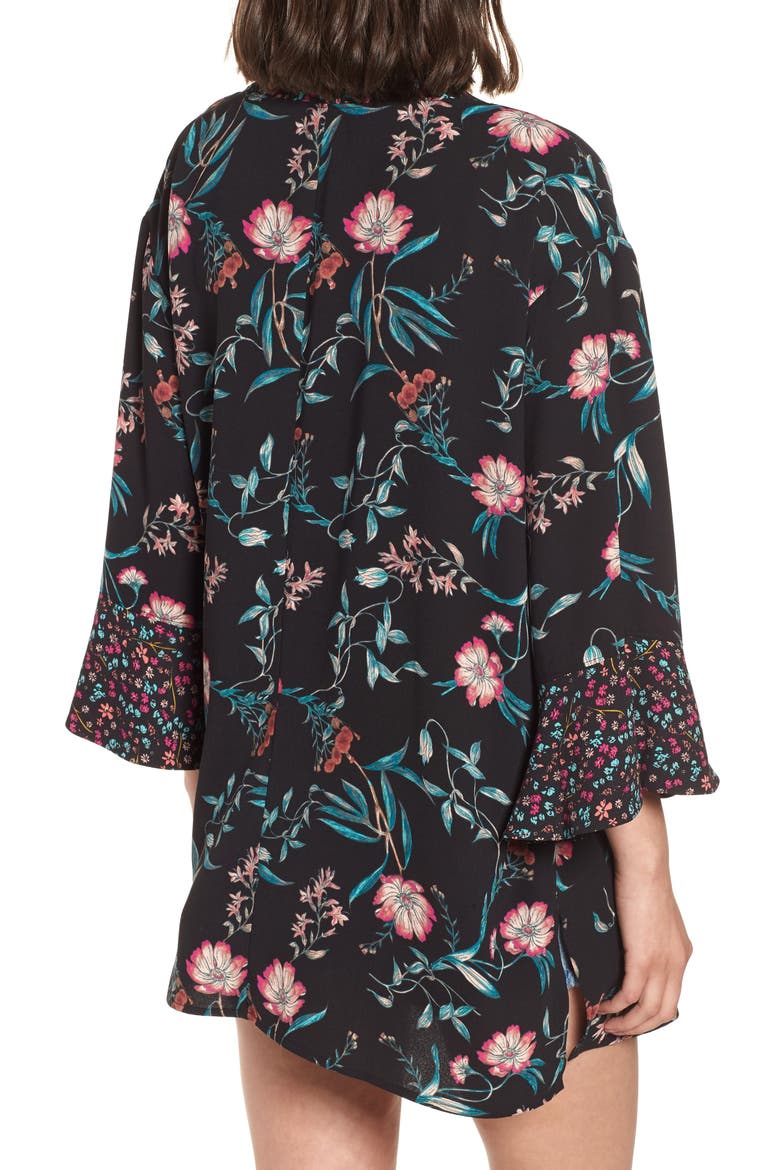 Mixed Floral Kimono, Alternate, color, BLACK SKETCH BLOOMS