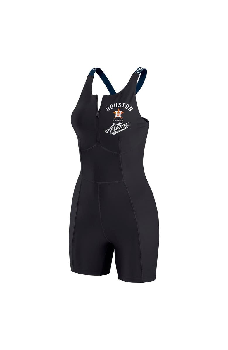 WEAR by Erin Andrews Women's WEAR by Erin Andrews  Black Houston Astros Bodycon Quarter-Zip Romper, Alternate, color, Black