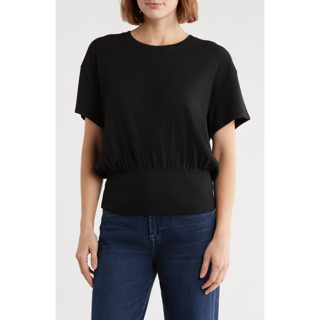 Melrose And Market Banded Hem Rib T-shirt In Black