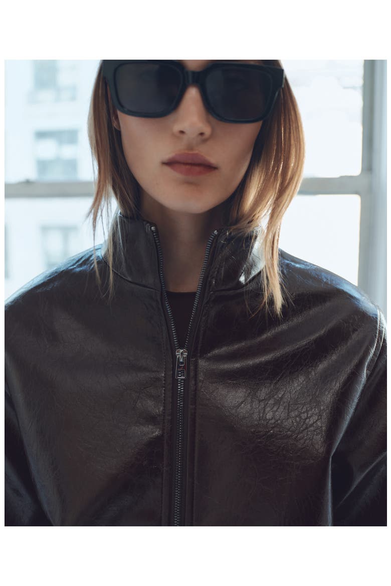 Mela Faux Leather Jacket, Alternate, color, BROWN