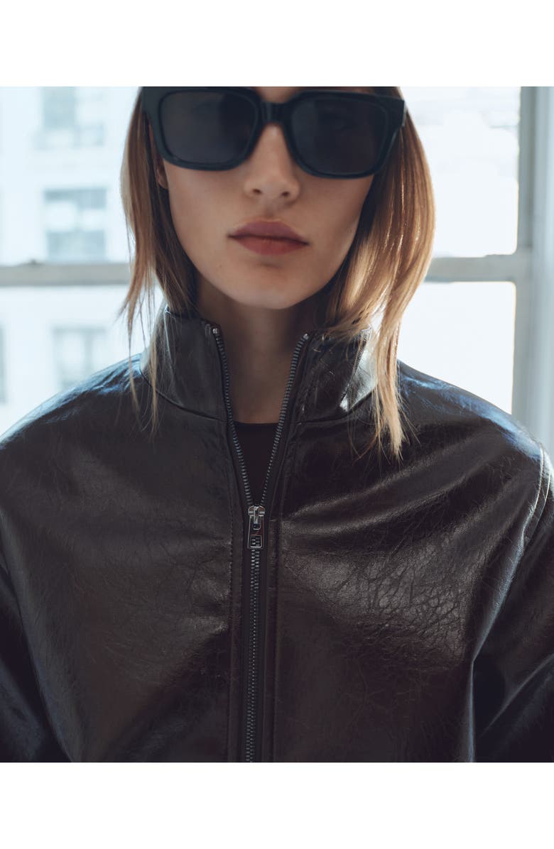 MANGO Mela Faux Leather Jacket, Alternate, color, Brown