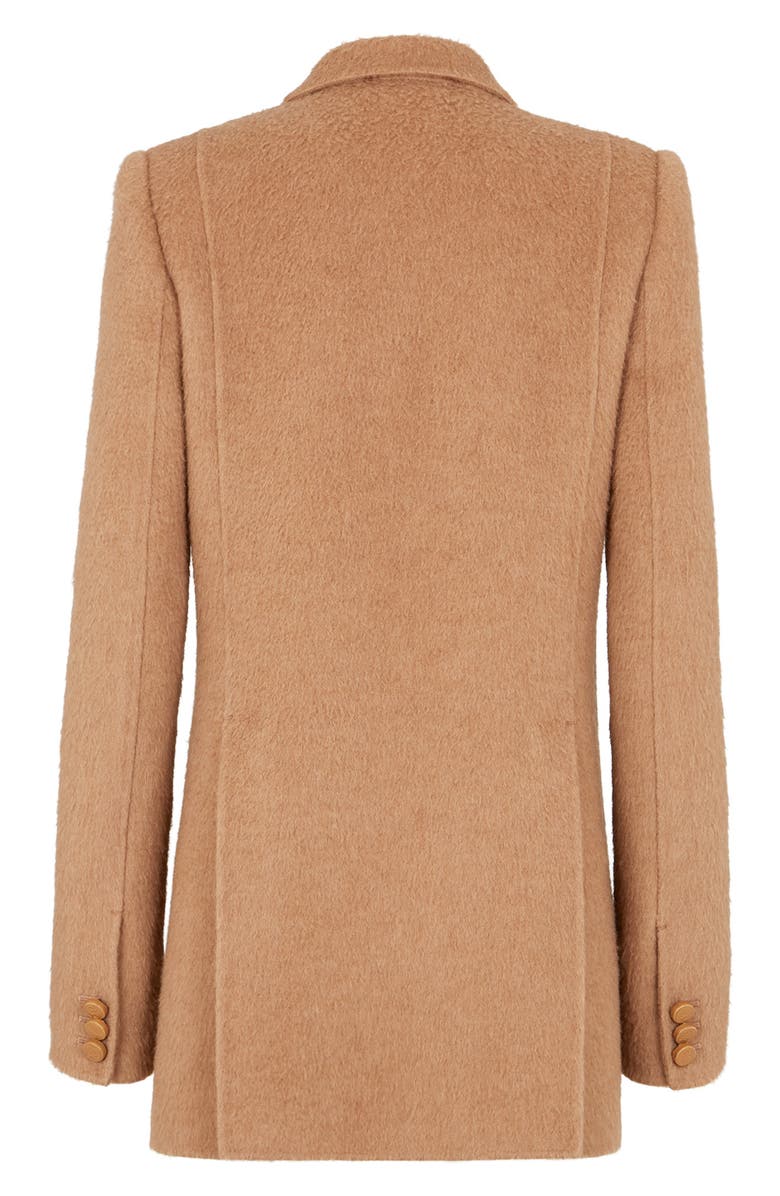 Fendi Double Breasted Camel Hair Pea Coat, Alternate, color, 