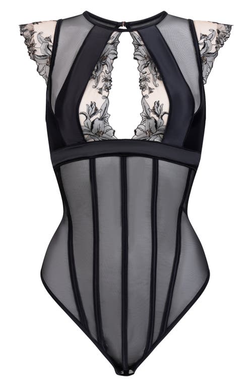 Hunkemoller Hunkemöller Anouk Lace & Mesh Bodysuit In Caviar