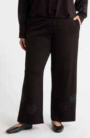 T Tahari Rose Embroidered Scuba Pants