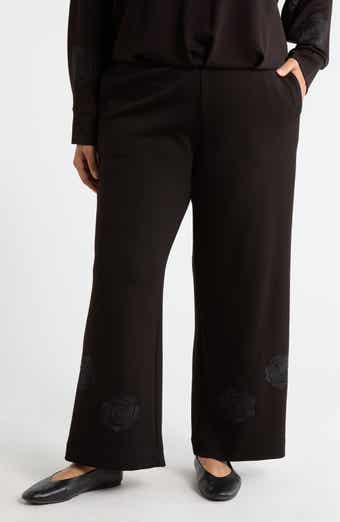 T Tahari Rose Embroidered Scuba Pants