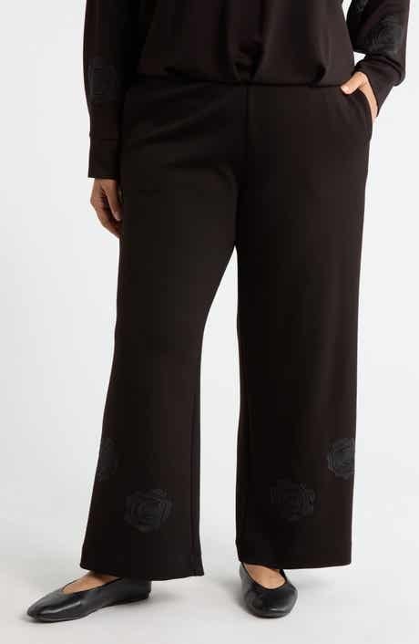 T Tahari Rose Embroidered Scuba Pants