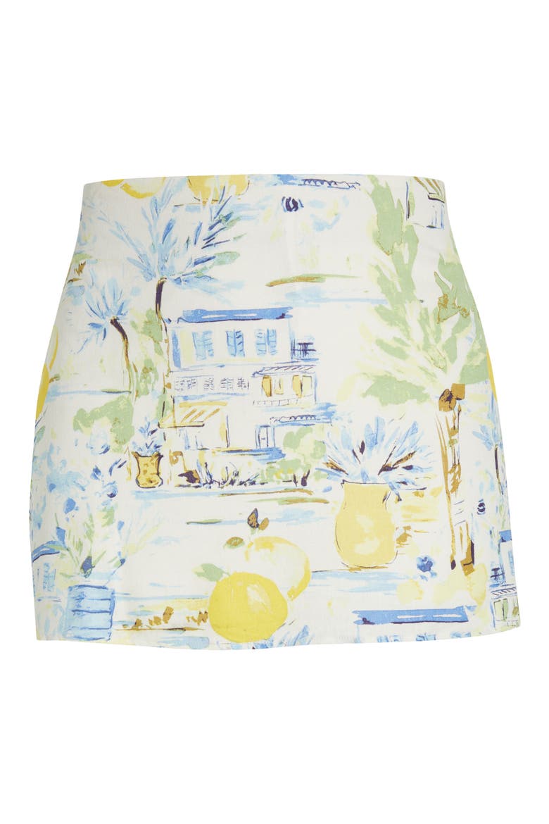 Ciendra Landscape Print Miniskirt, Alternate, color, IVORY/ BLUE