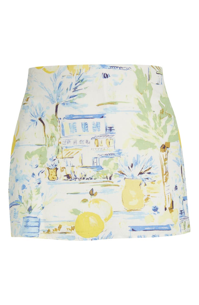 SUGARLIPS Ciendra Landscape Print Miniskirt, Alternate, color, Ivory/ Blue