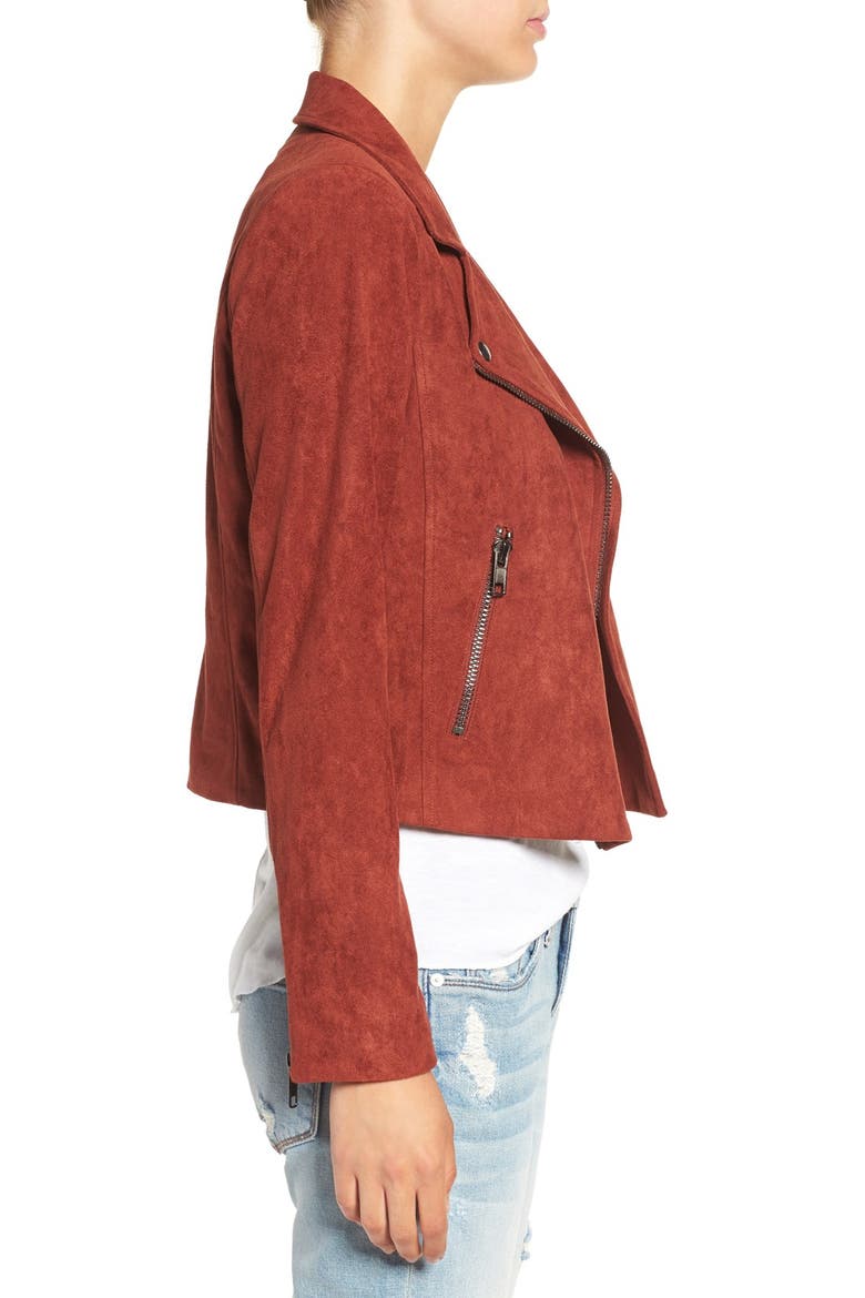 ASTR Faux Suede Moto Jacket, Alternate, color, RUSTED TAN