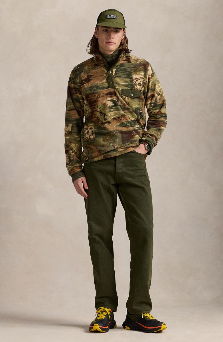 Polo Ralph Lauren Camo Ski Scene Fleece Half Snap Pullover, Alternate, color, 