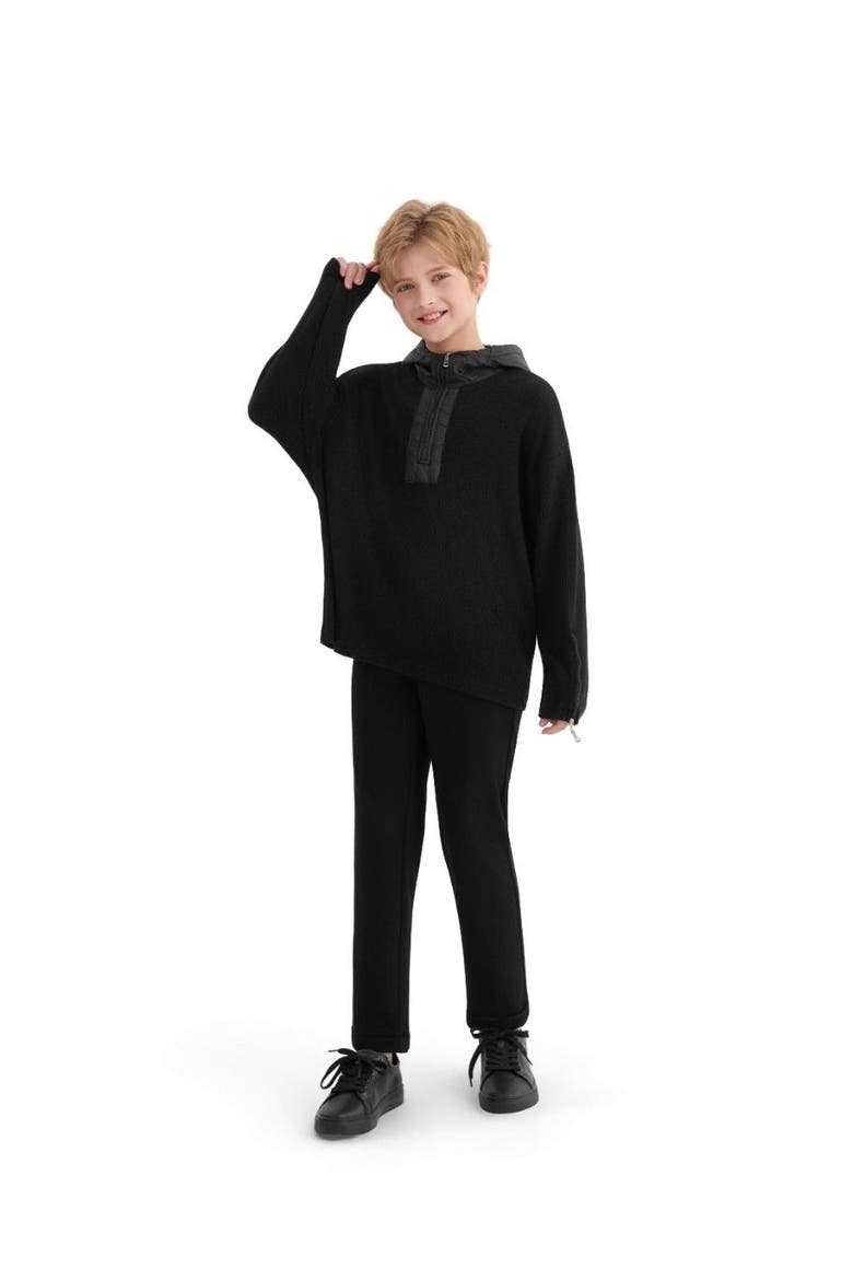Ribbed Half-Zip Sweater, Alternate, color, Black