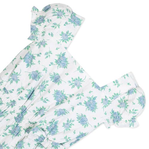 Hope & Henry Girls' Linen Puff Sleeve Jumpsuit, Kids In Coastal Cottage Floral