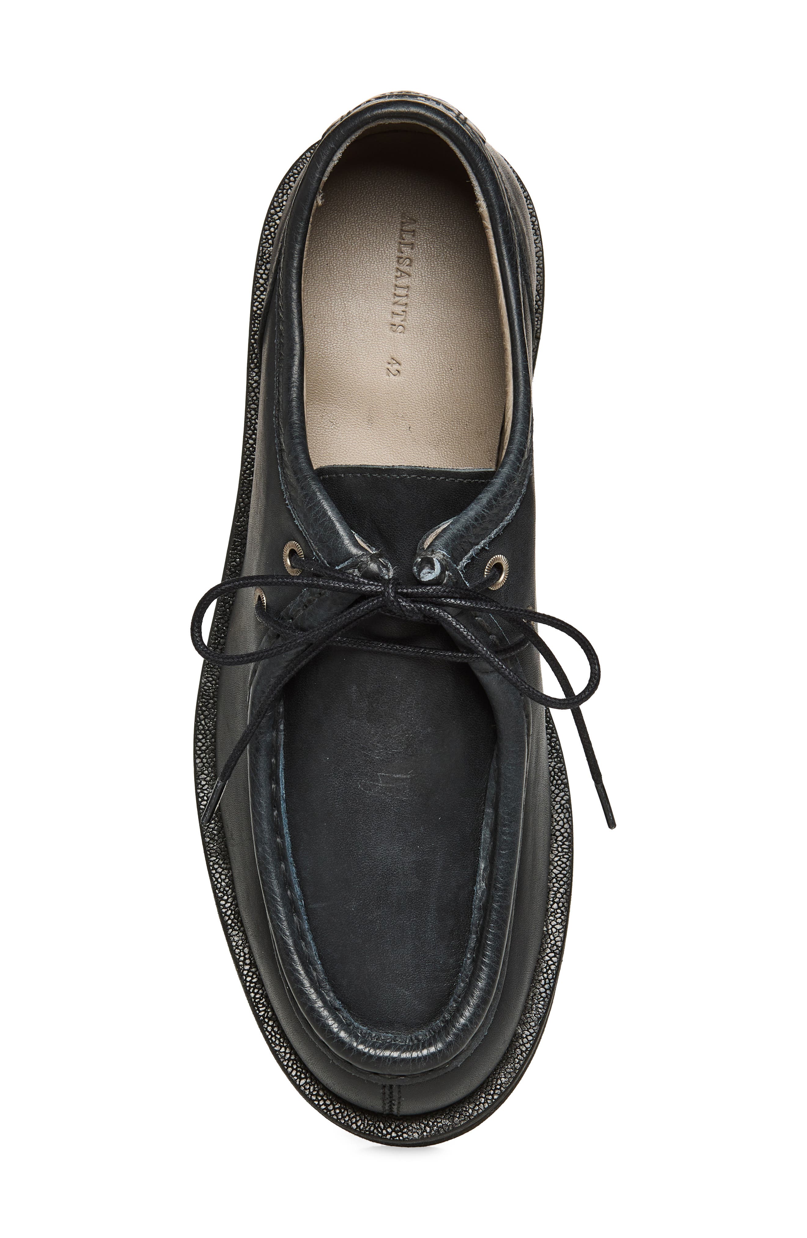 AllSaints Skiff Apron Toe Shoe, Alternate, color, Black