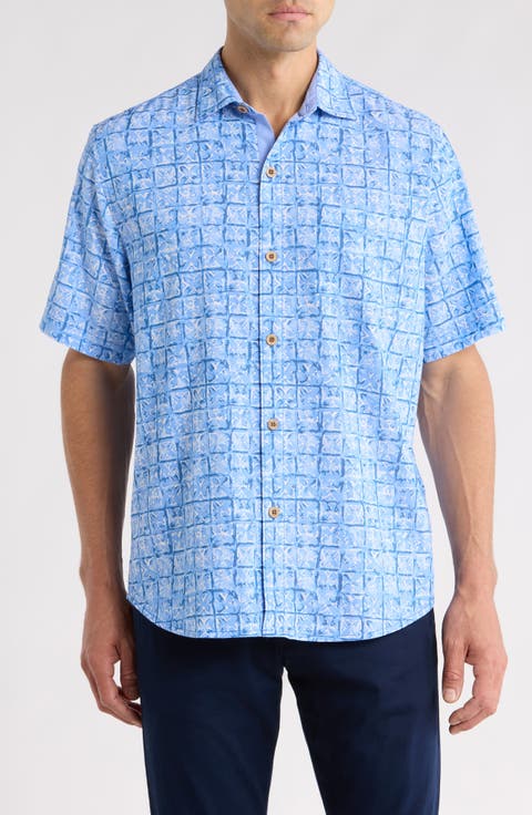 Coastal Ease Carrico Tiles IslandZone® Short Sleeve Button-Up Shirt
