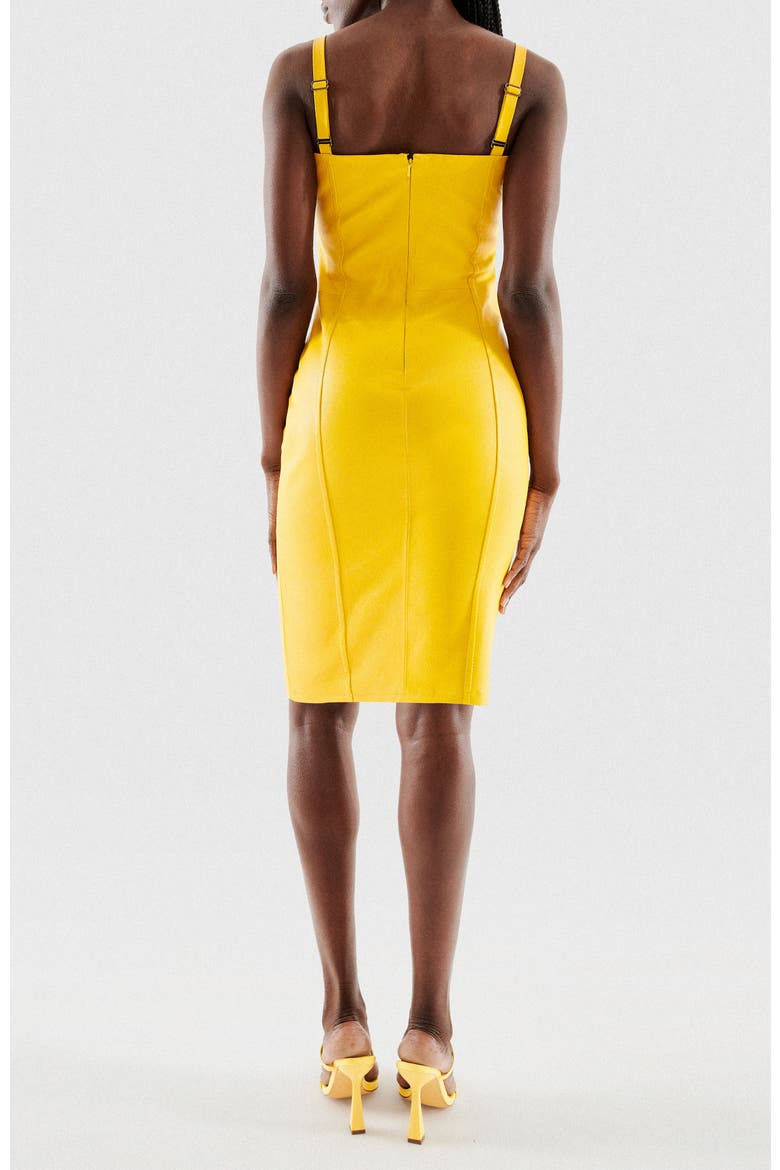 Merci Stretch Leather Dress, Alternate, color, Lemon Yellow