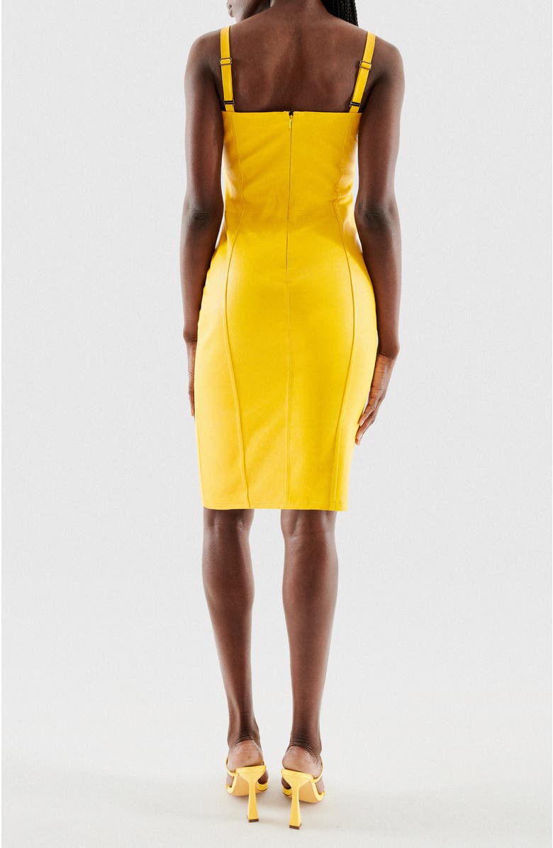 AS by DF Merci Stretch Leather Dress, Alternate, color, Lemon Yellow