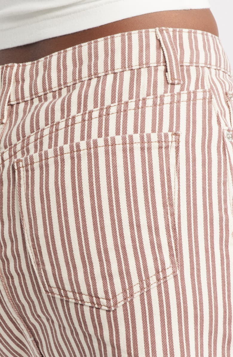 Topshop Stripe Denim Miniskirt, Alternate, color, Burgundy Multi