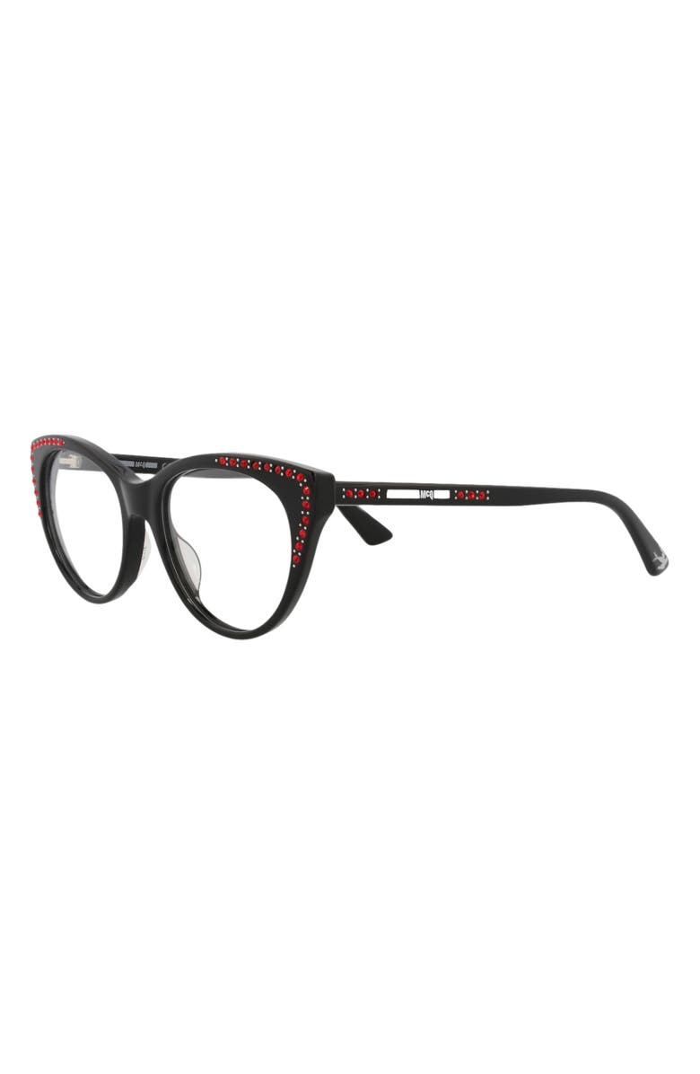 McQueen 51mm Cat Eye Optical Glasses, Alternate, color, Black Black Transparent