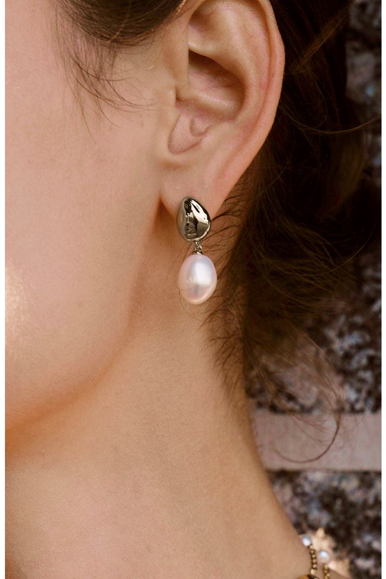 Eden Pearl Drop Earrings, Alternate, color, Silver