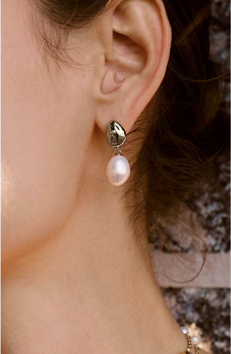 RETRO CHIC Eden Pearl Drop Earrings, Alternate, color, Silver