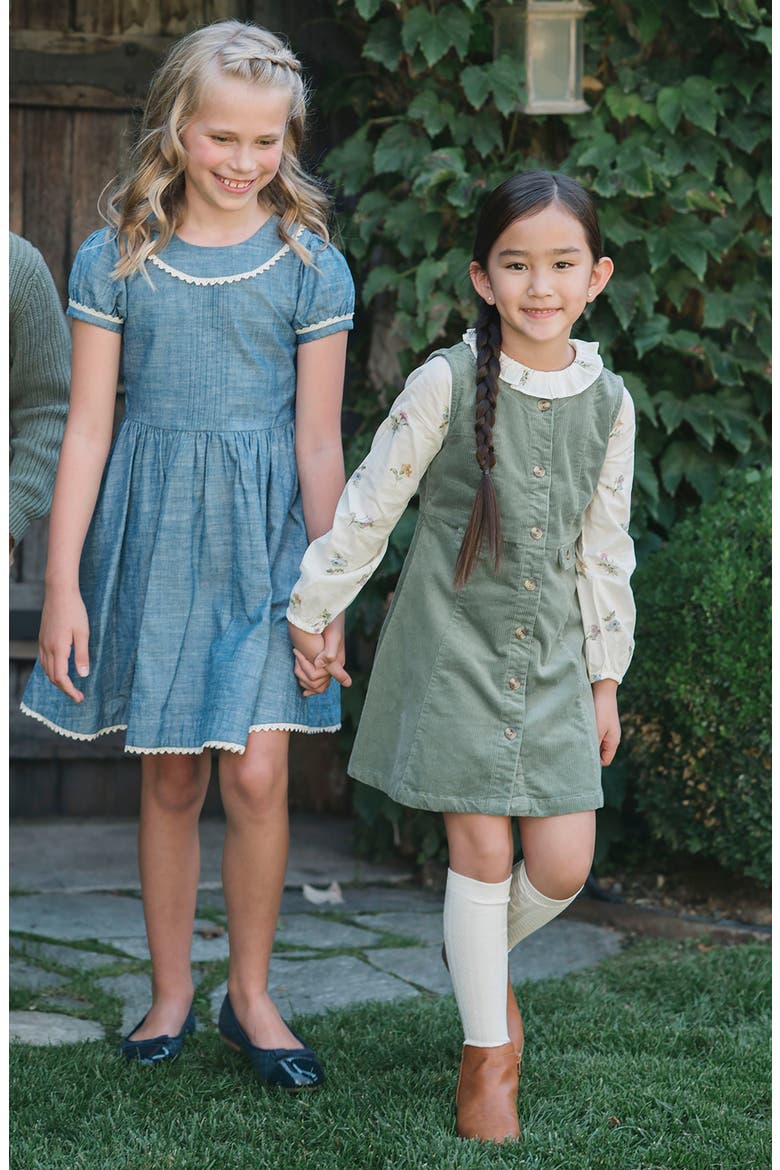 Kids' Organic Corduroy Button Front Jumper, Alternate, color, Sage