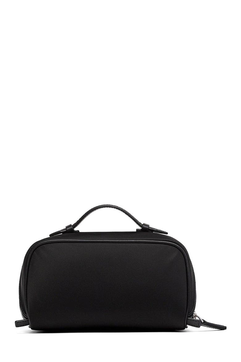 Small Ottomar Toiletry Bag in ECONYL and Leather, Alternate, color, Black