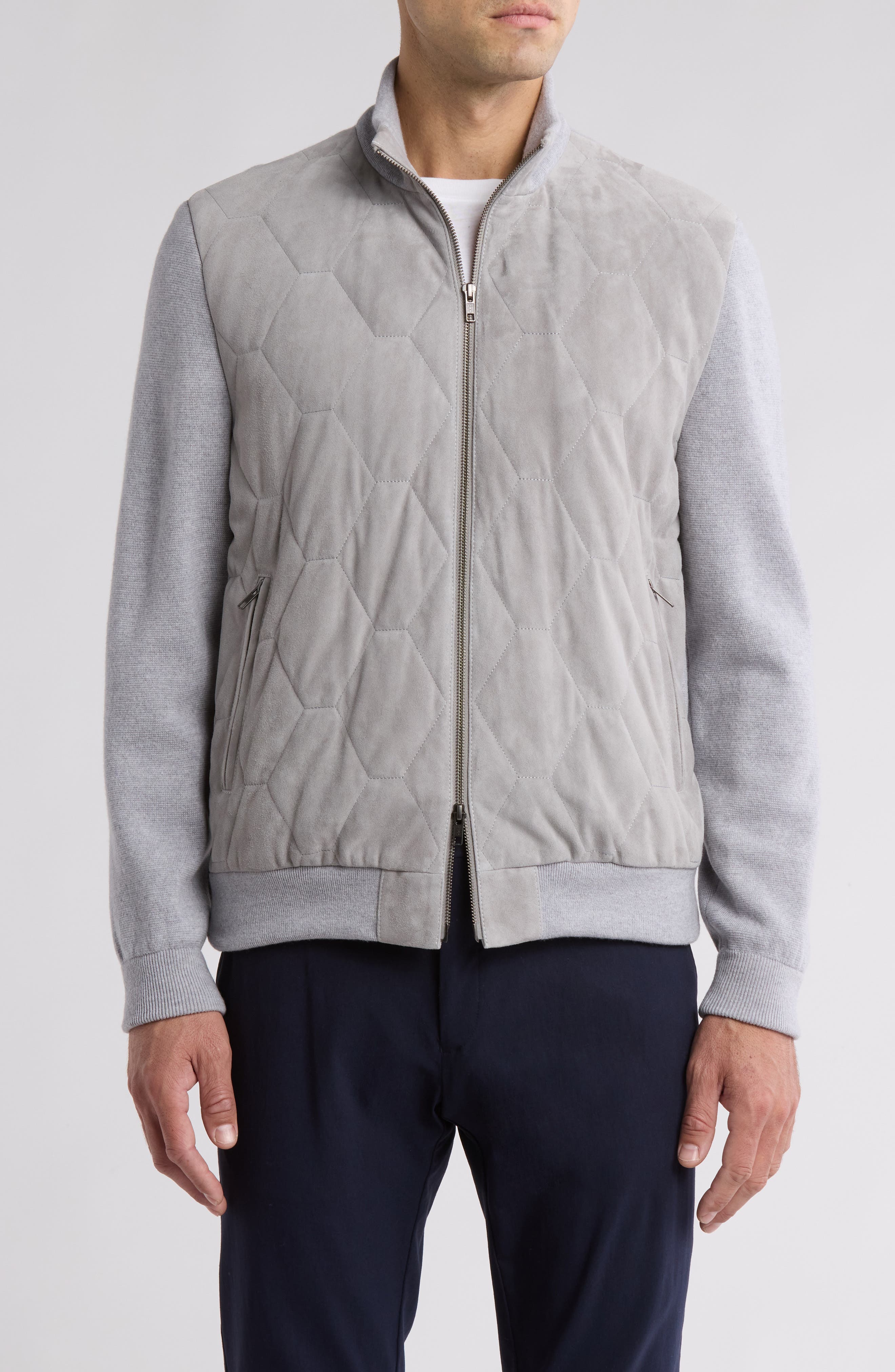 Bugatchi Suede Front Wool Sweater Jacket