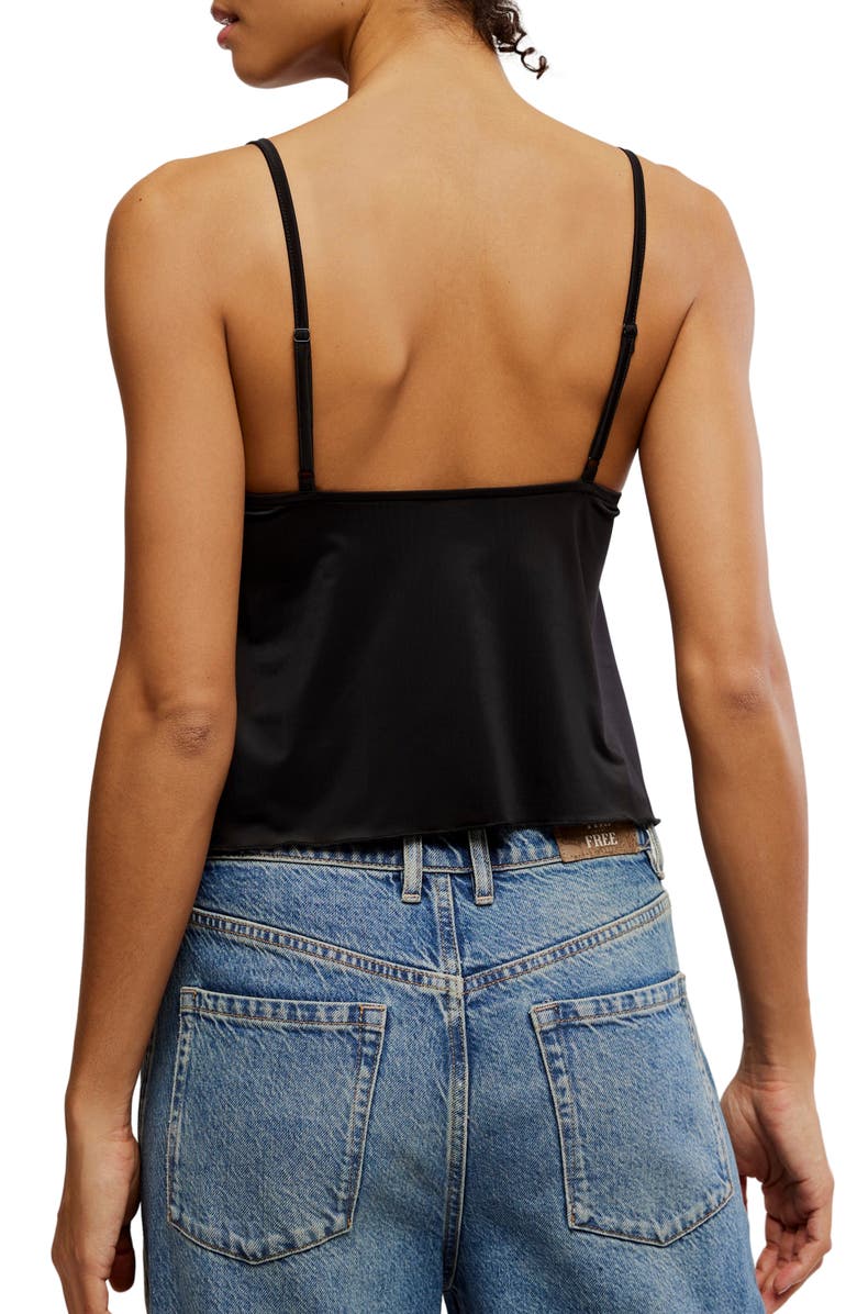 Free People Sophie Lace Trim Camisole, Alternate, color, Black