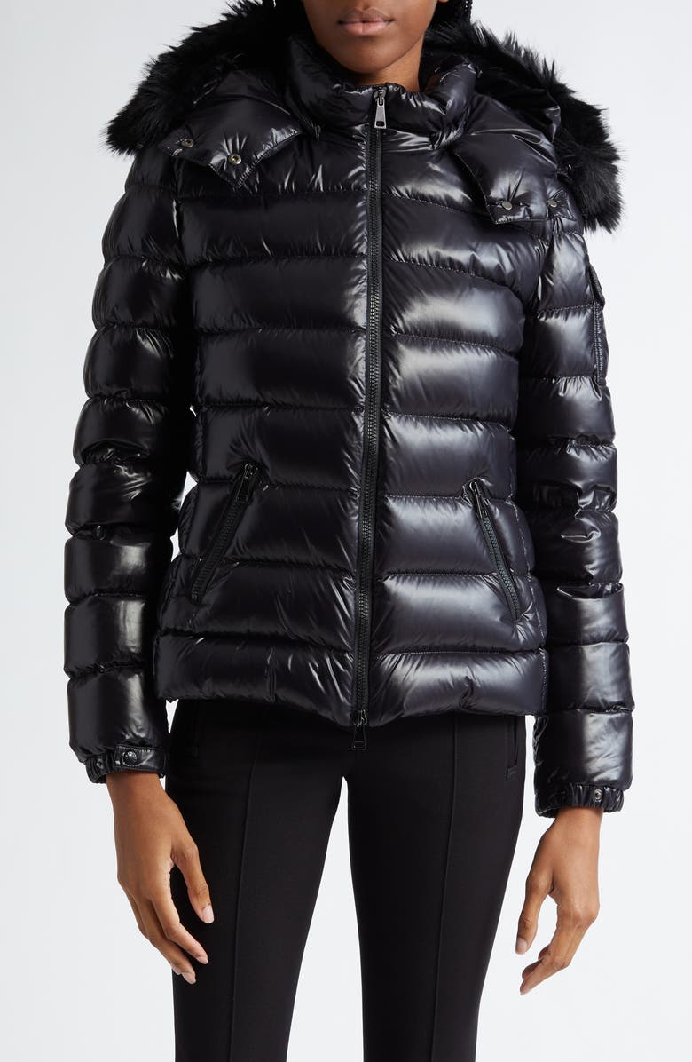 Moncler Badyf Down Puffer Jacket with Removable Hood & Removable Faux Fur Trim, Main, color, Black