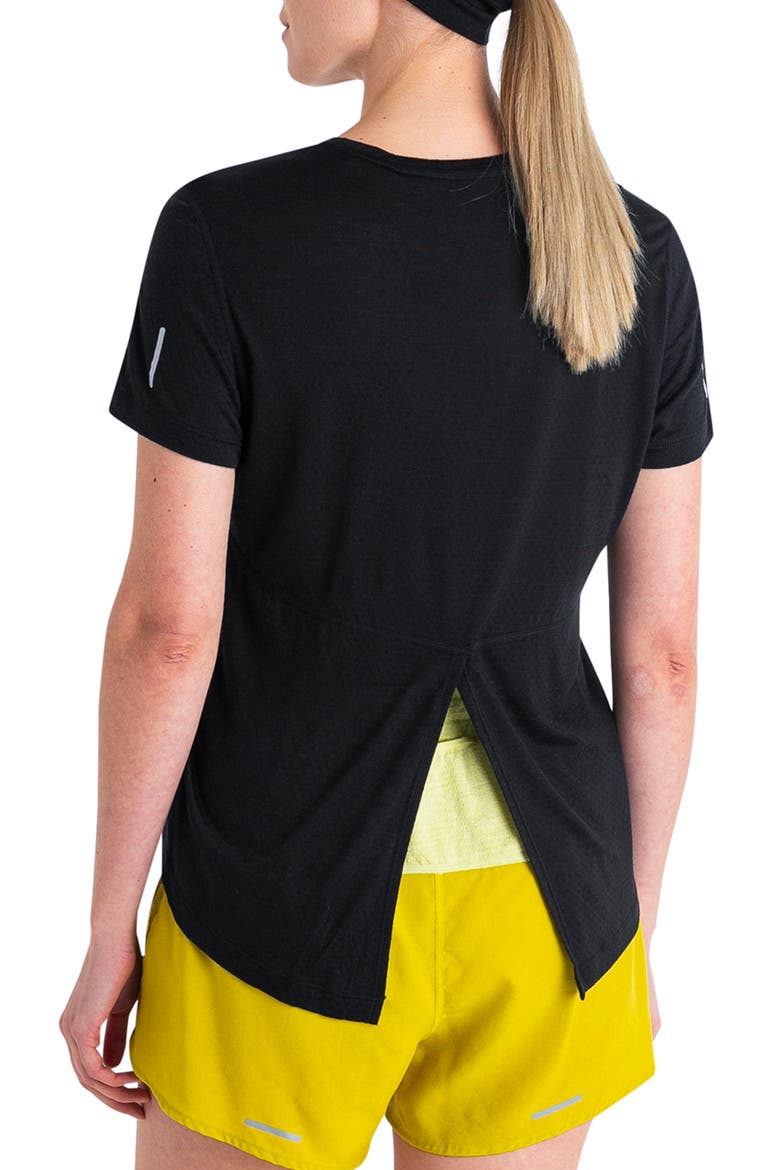 Lyocell & Merino 125 Cool-Lite Speed Split Back T-Shirt, Alternate, color, BLACK