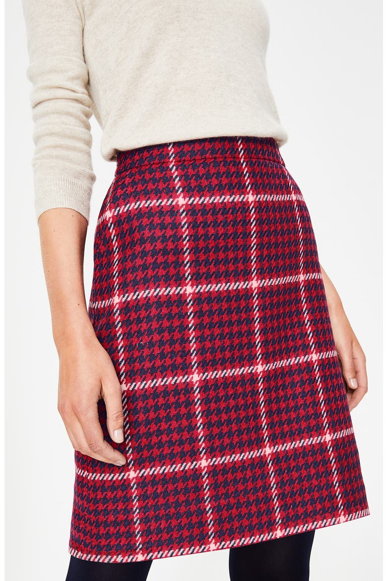 British Tweed Wool Mini Skirt, Alternate, color, POST BOX RED AND NAVY CHECK