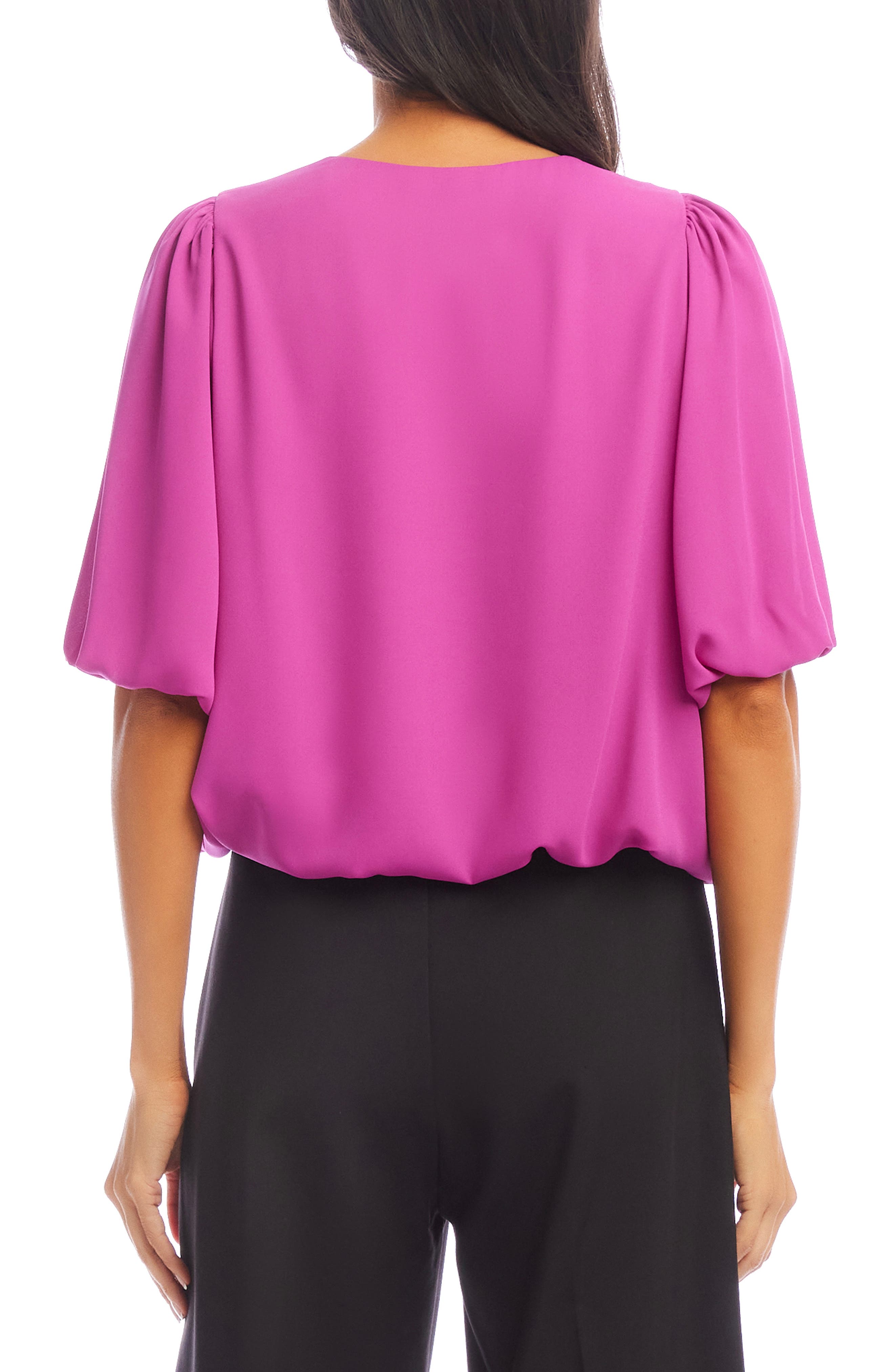 Puff Sleeve Crepe Top - image 2