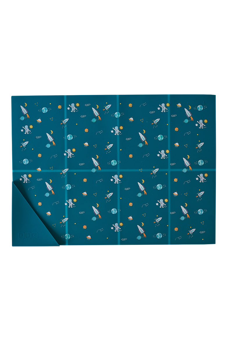 Silicone Foldable Placemat, Alternate, color, Space Galaxy Blue