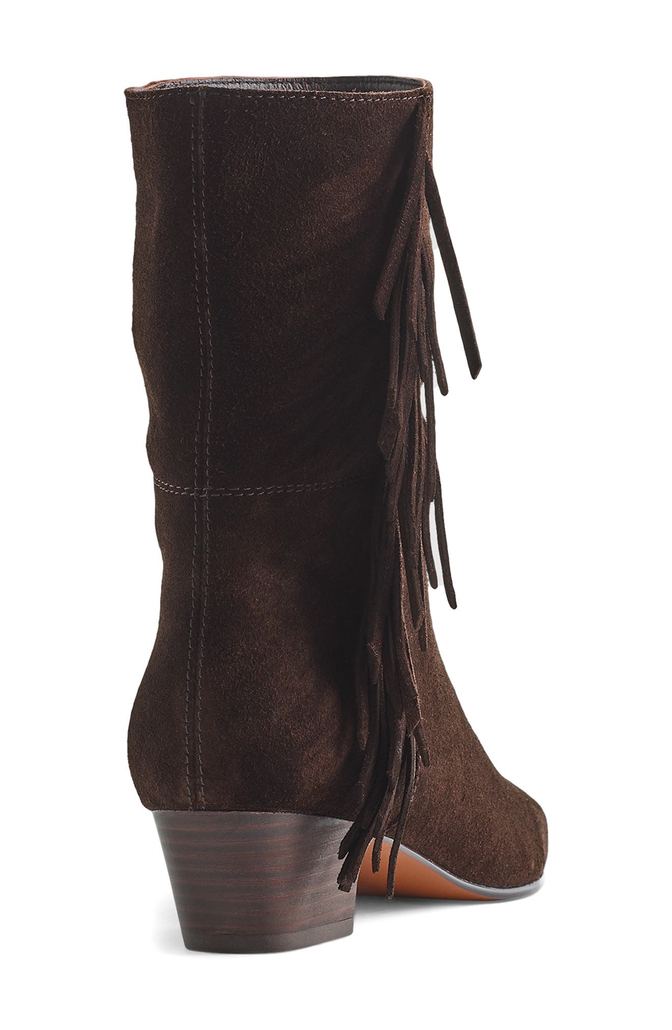 Madewell The Lexie Fringed Ankle Boot, Alternate, color, Dark Carob