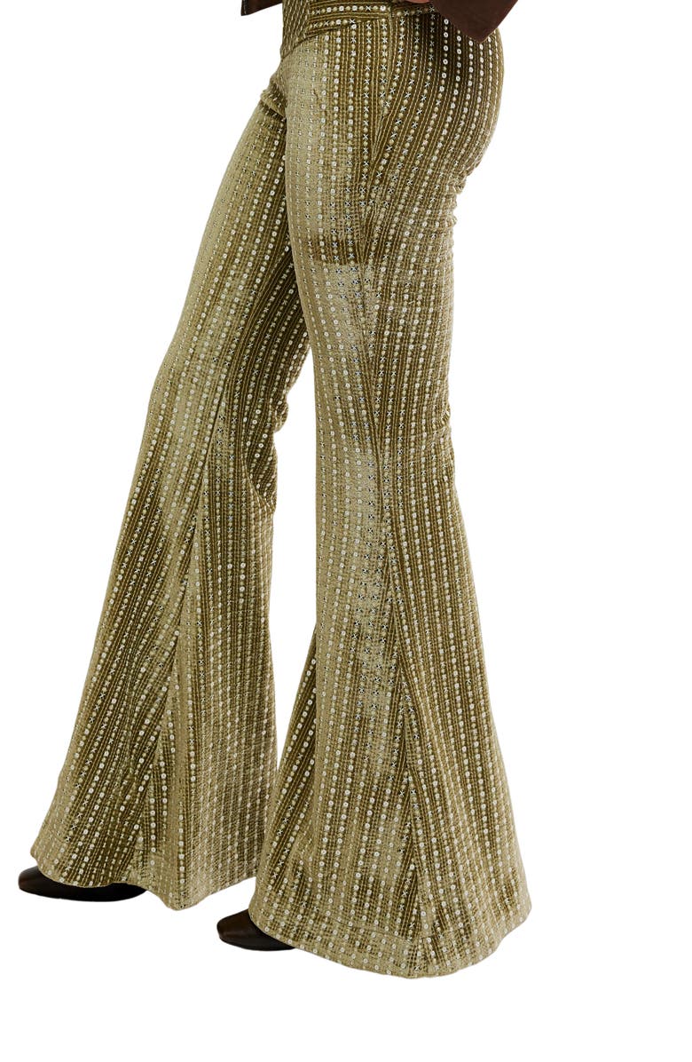 Free People Start Me Up Flare Velvet Pants, Alternate, color, Mosstone
