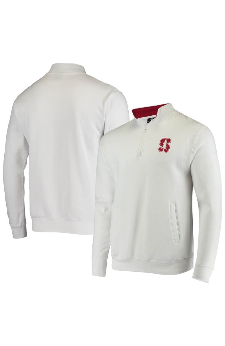 COLOSSEUM Men's Colosseum White Stanford Cardinal Tortugas Logo Quarter-Zip Jacket, Main, color, 