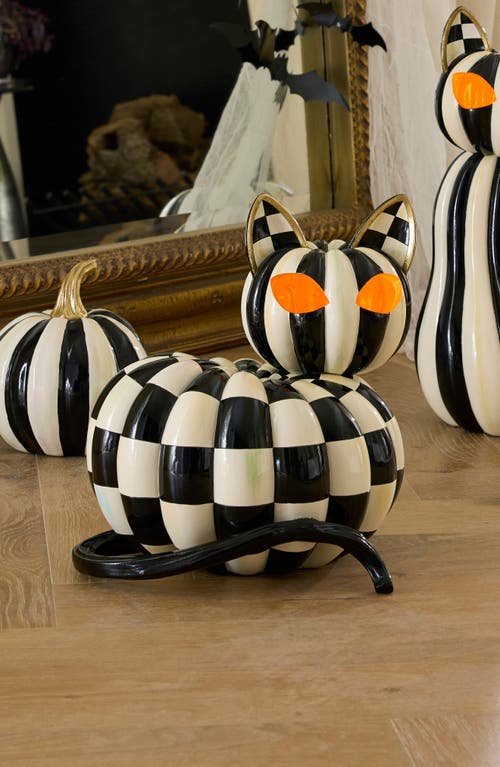 Mackenzie-childs Mackenzie Childs Courtly Check Illuminated Cat In Black