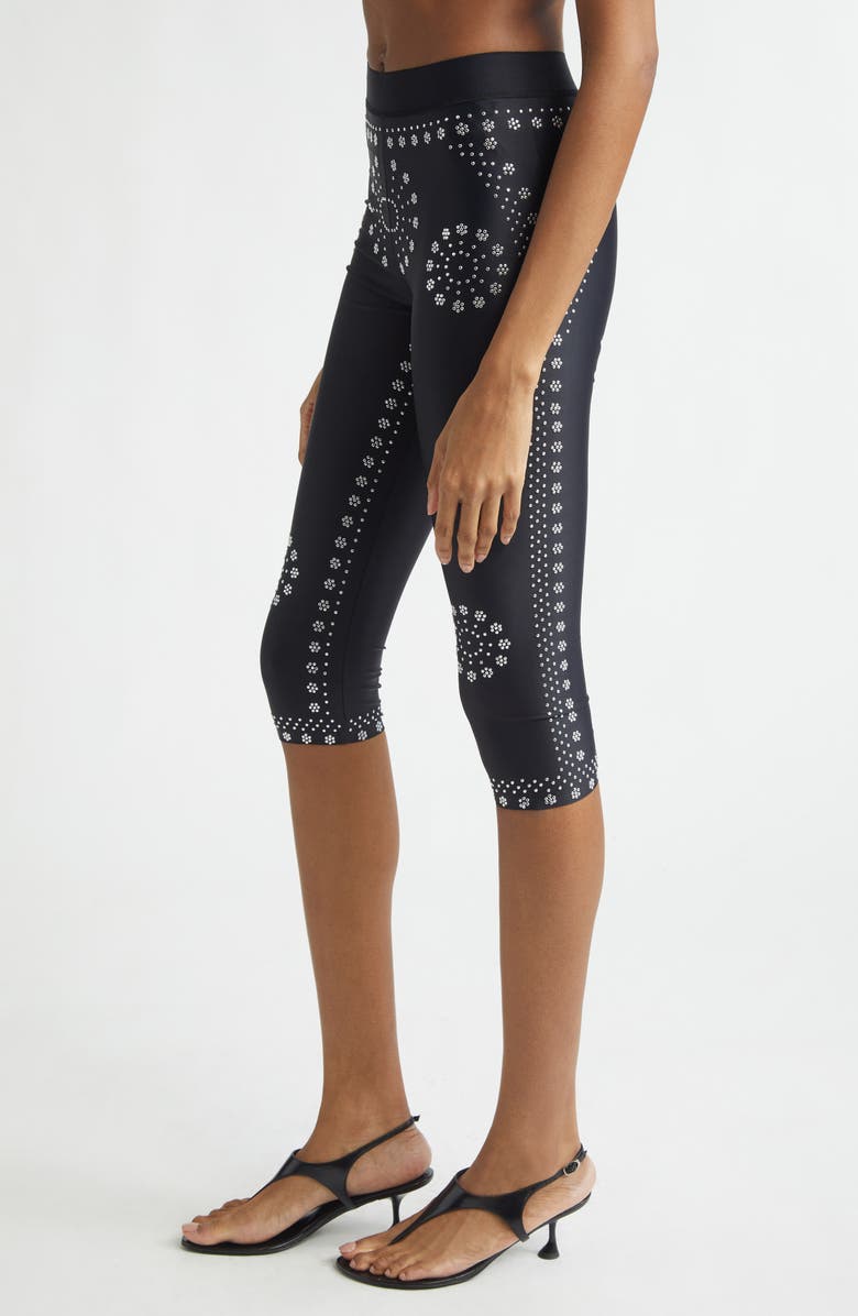 Coperni Mantra Print Cycling Capri Leggings, Alternate, color, Black Blk