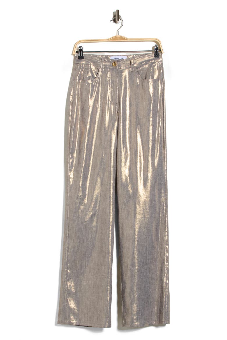 Larissa Linen Blend Metallic Pants, Main, color, ORO