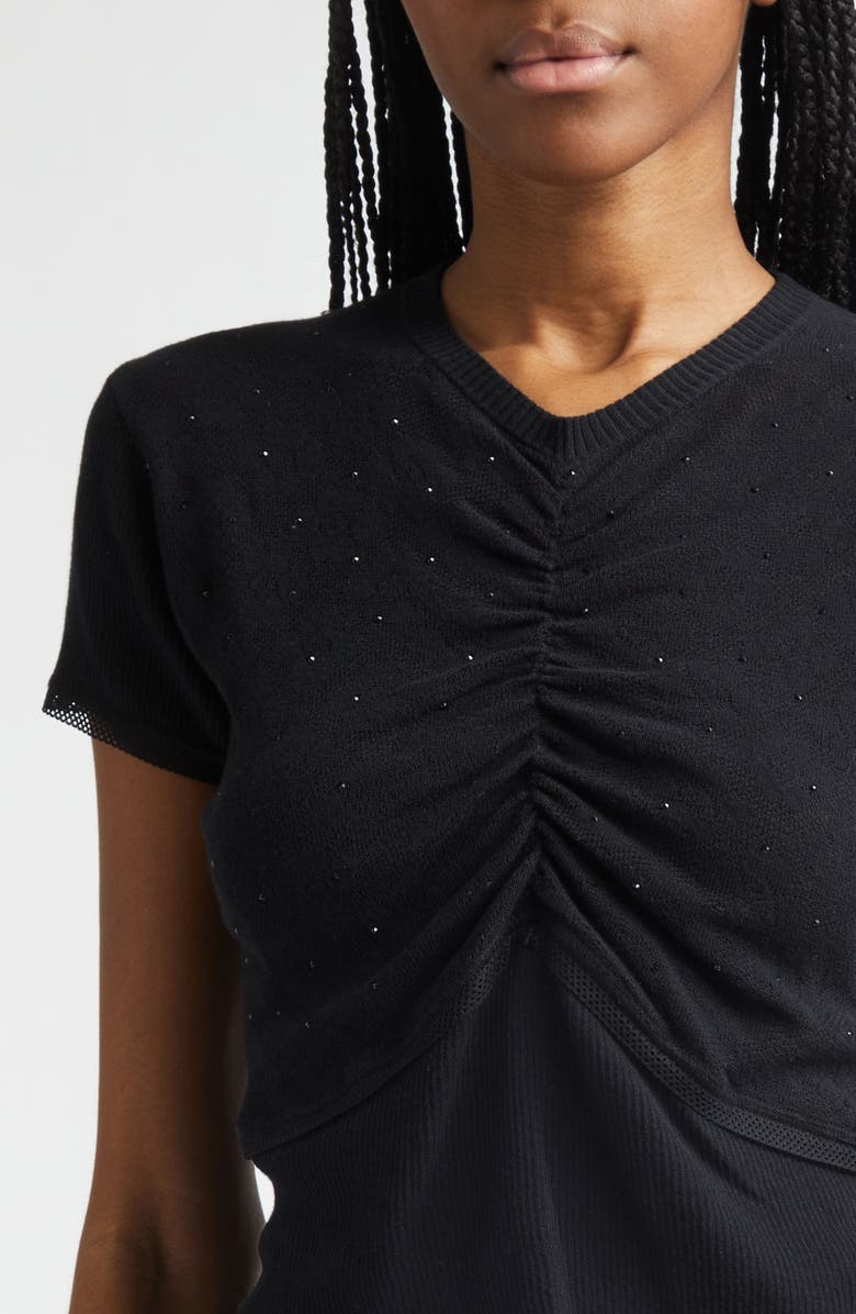 Area Girly Crystal Rib Cotton Sweater, Alternate, color, Black