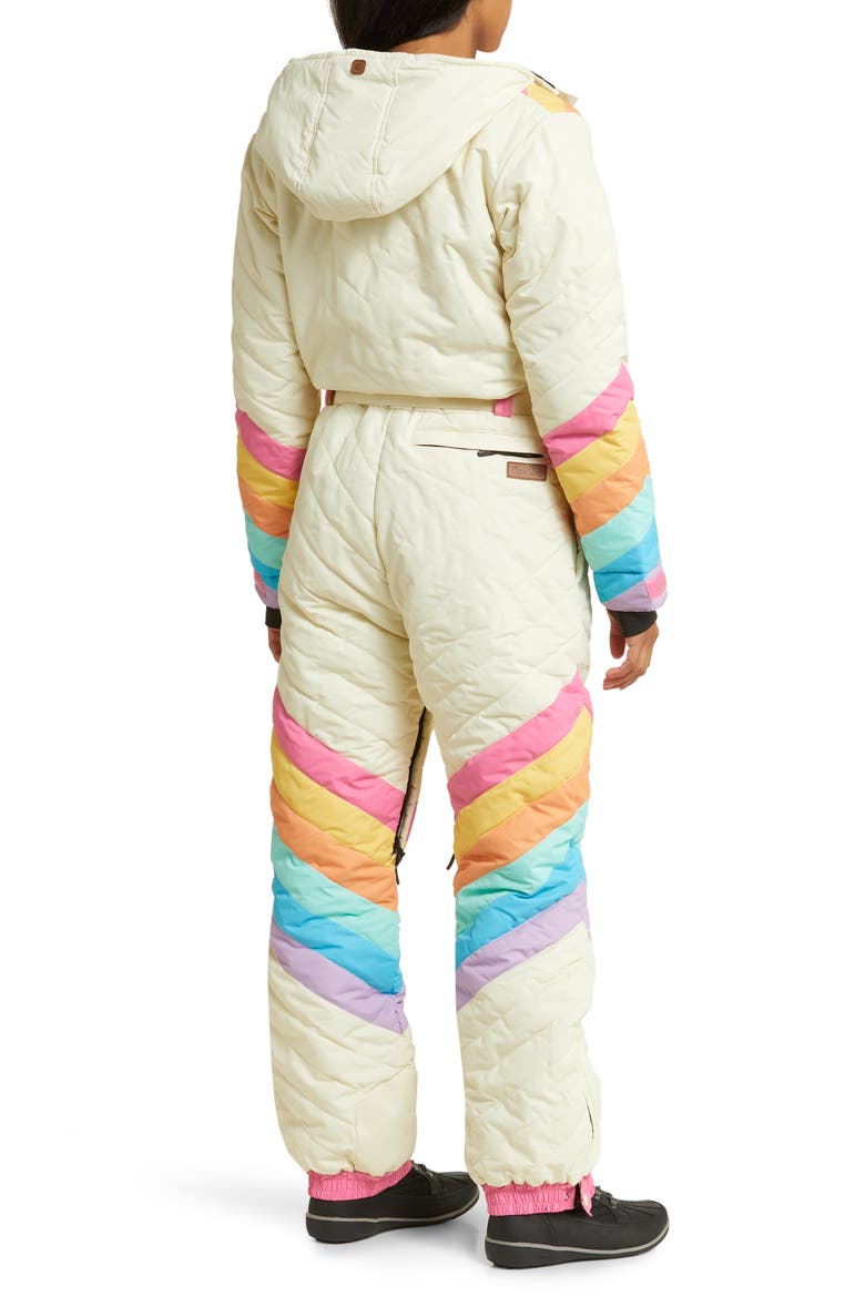 Retro Rainbow Waterproof Snowsuit, Alternate, color, CREAM