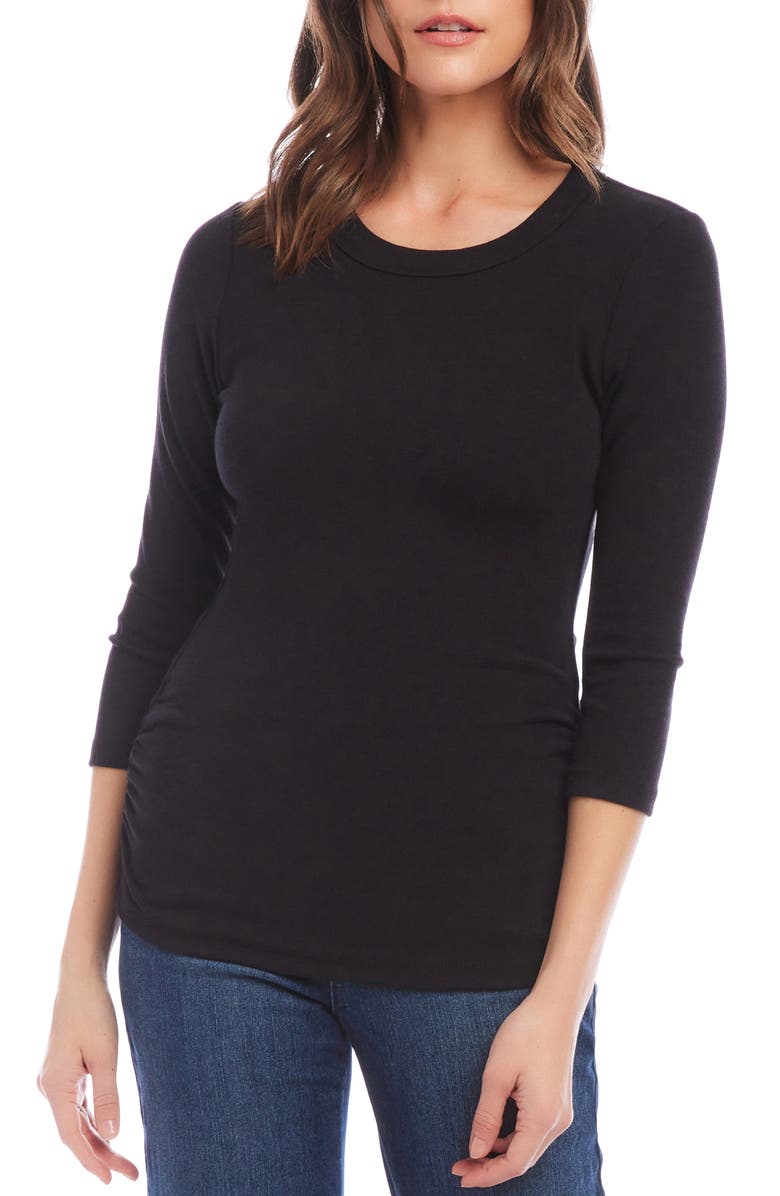 Karen Kane Ruched Three-Quarter Sleeve Top, Main, color,