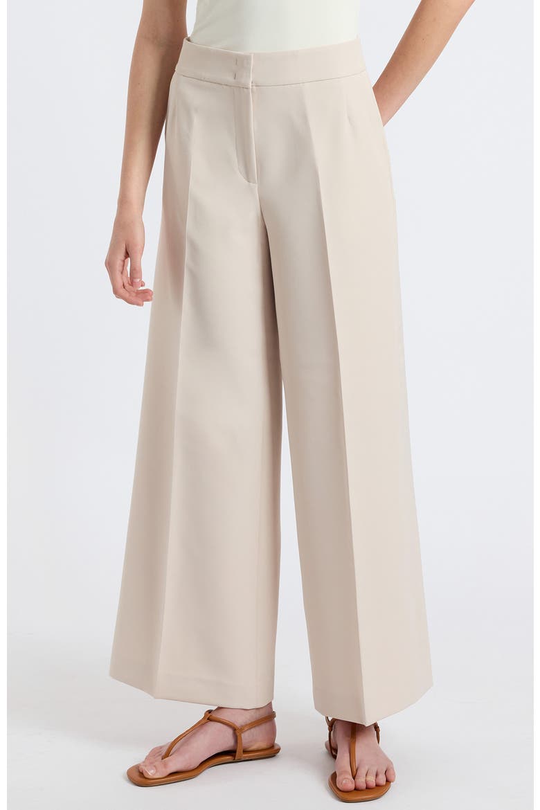 Thea Wide Leg Cropped Pant in Soft Stretch Crepe, Alternate, color, Beige