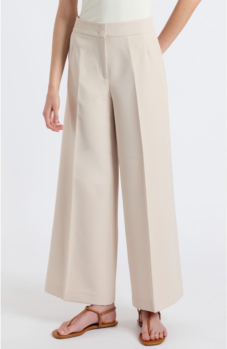 Santorelli Thea Wide Leg Cropped Pant in Soft Stretch Crepe, Alternate, color, Beige