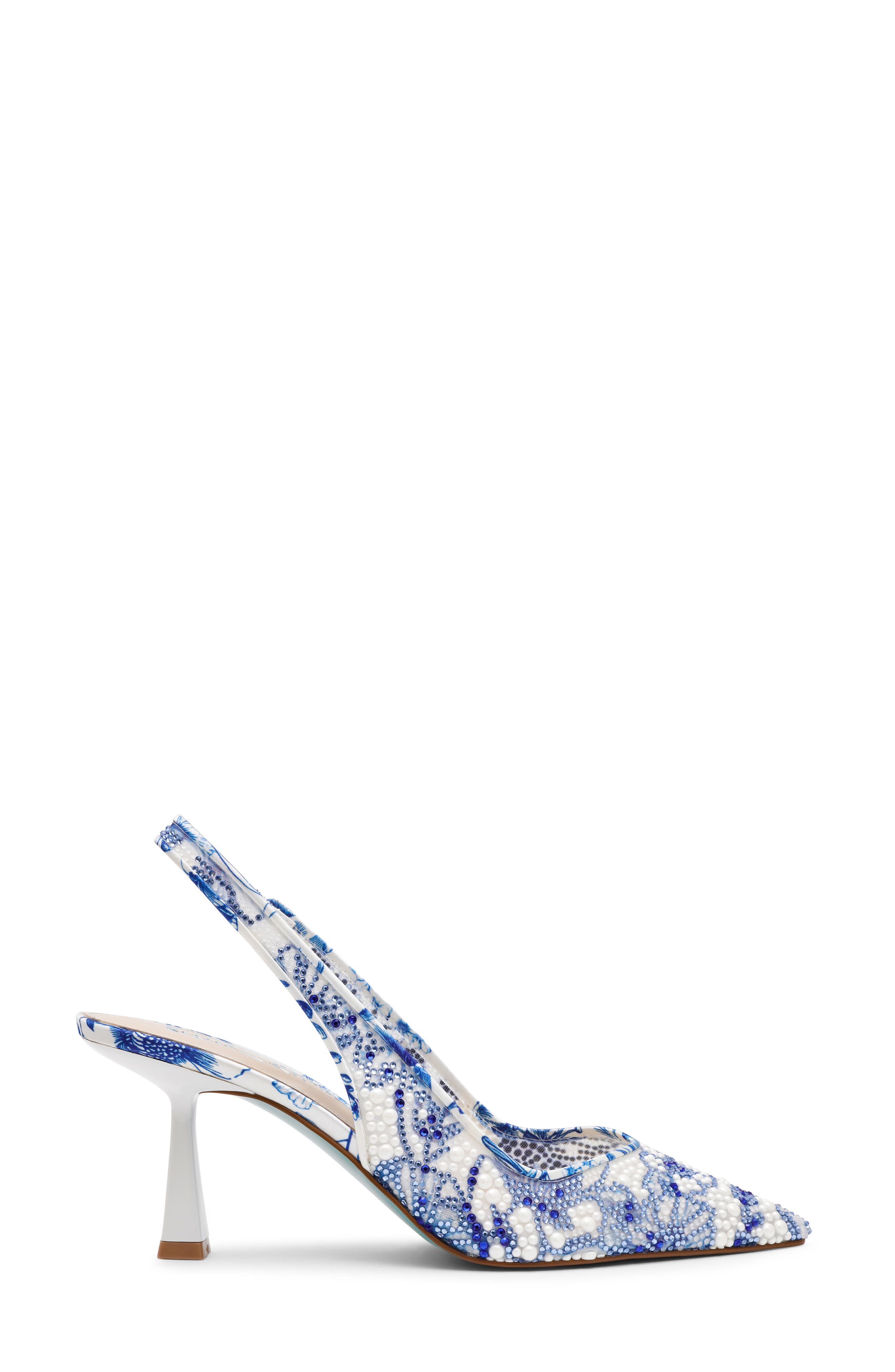 Betsey Johnson Clark Slingback Pump, Alternate, color, White/ Blue Floral