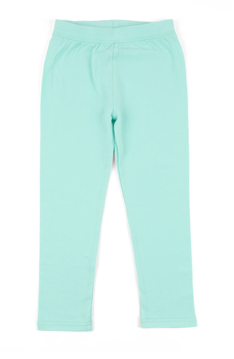 Leveret Girls Cotton Leggings, Solid Colors, Main, color, Aqua