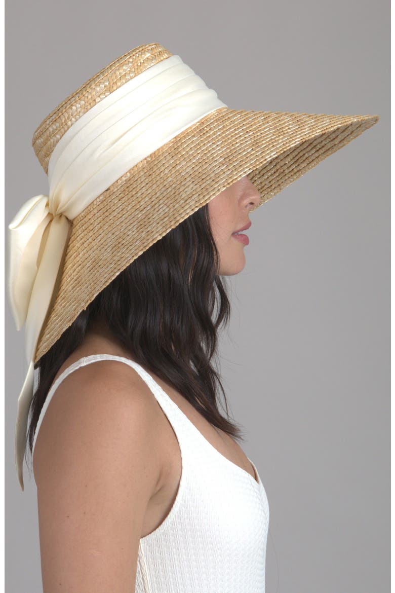 Mirabel Bow Straw Sun Hat, Alternate, color, NATURAL