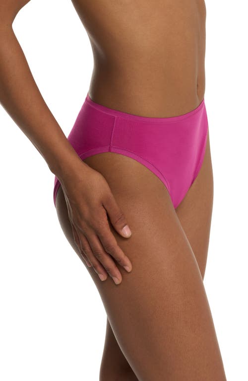 Natori Bliss Bare Cotton High Cut Briefs In Pink
